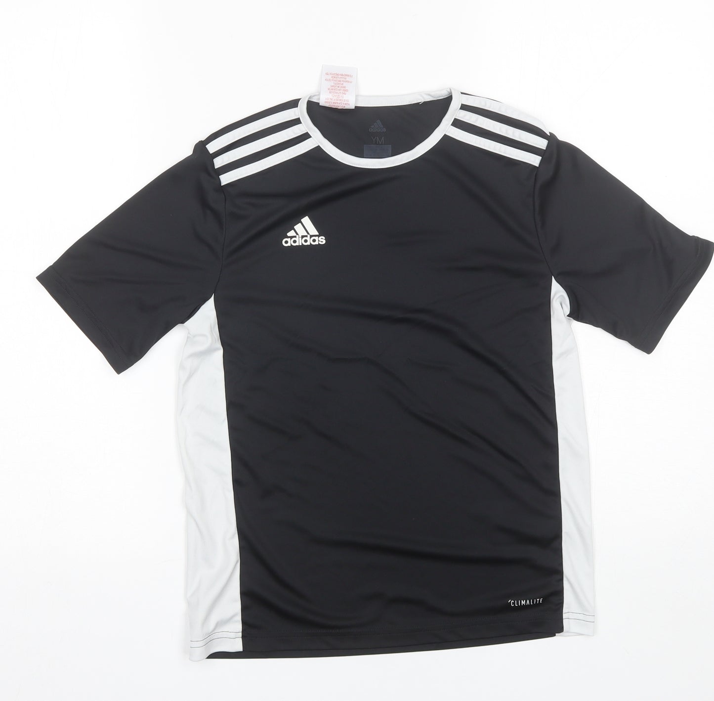 adidas Boys Black  Polyester Basic T-Shirt Size 11-12 Years Round Neck