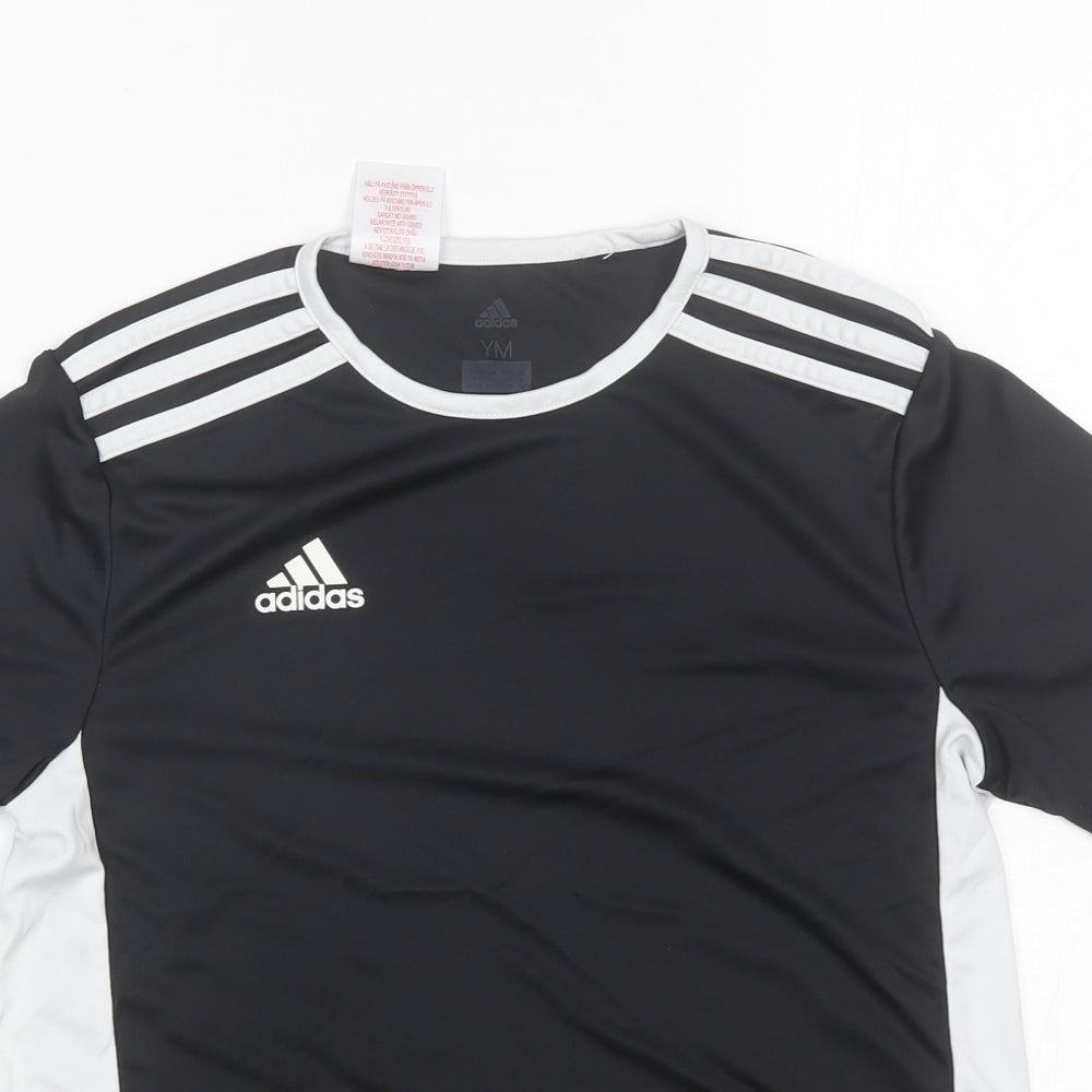 adidas Boys Black  Polyester Basic T-Shirt Size 11-12 Years Round Neck