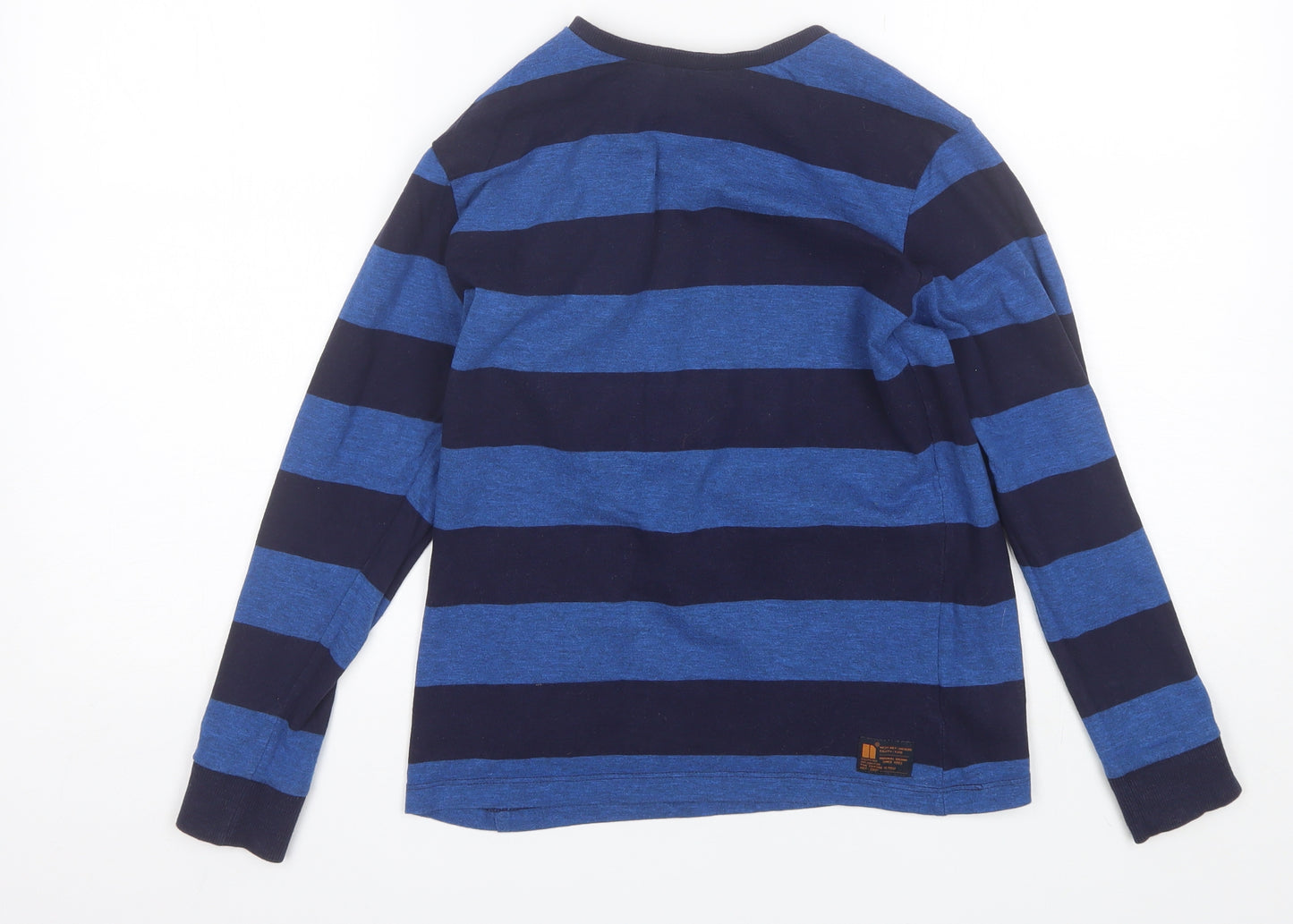 NEXT Boys Blue Striped Cotton Basic T-Shirt Size 11 Years Round Neck