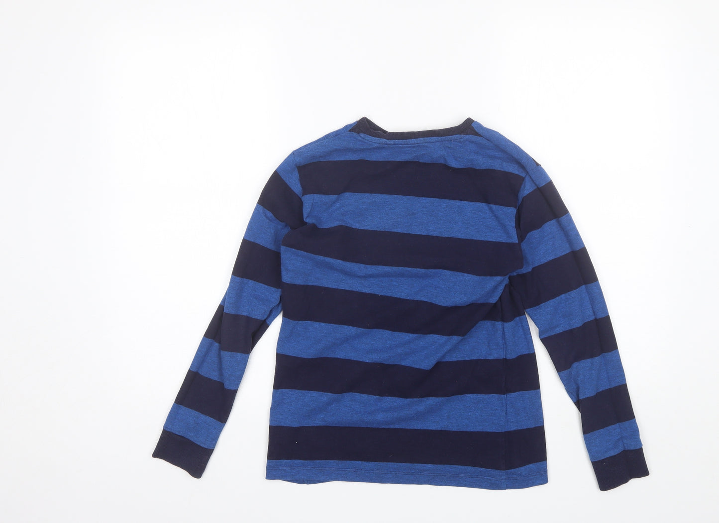 NEXT Boys Blue Striped Cotton Basic T-Shirt Size 11 Years Round Neck