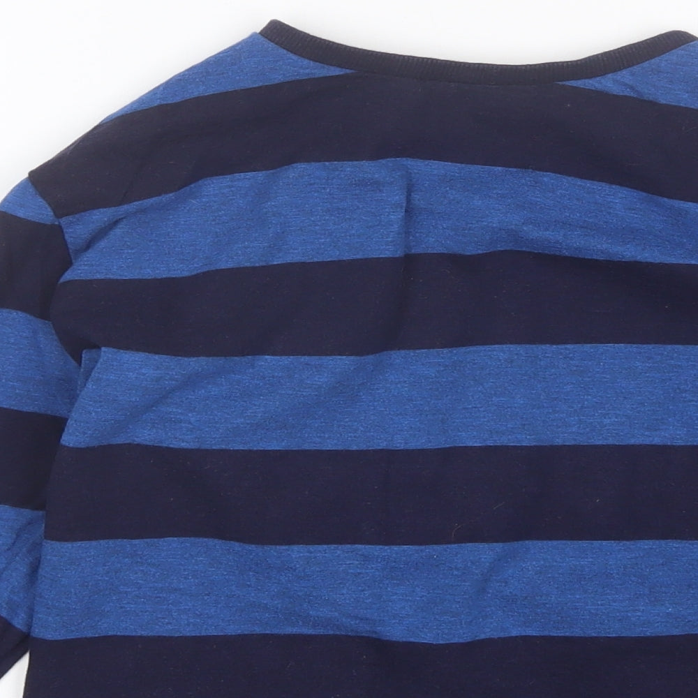 NEXT Boys Blue Striped Cotton Basic T-Shirt Size 11 Years Round Neck
