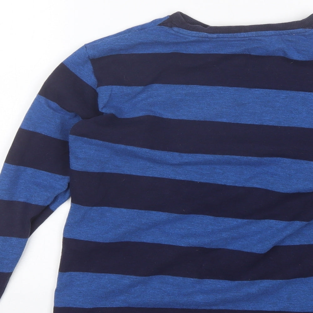 NEXT Boys Blue Striped Cotton Basic T-Shirt Size 11 Years Round Neck