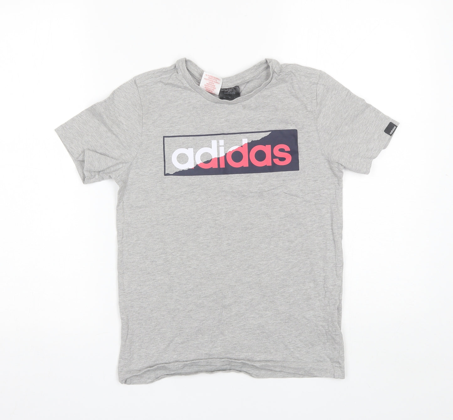 adidas Boys Grey  Cotton Basic T-Shirt Size 11-12 Years Round Neck