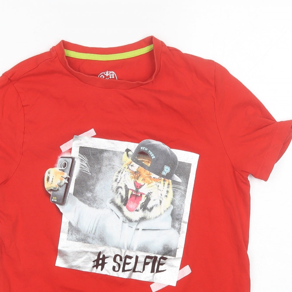 F&F Boys Red  Cotton Basic T-Shirt Size 12-13 Years Round Neck