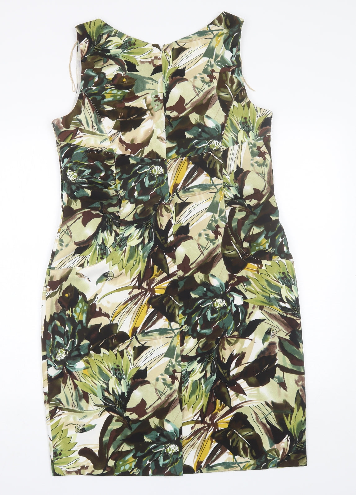 Scarlett Womens Green Floral Polyester Shift  Size 12  V-Neck