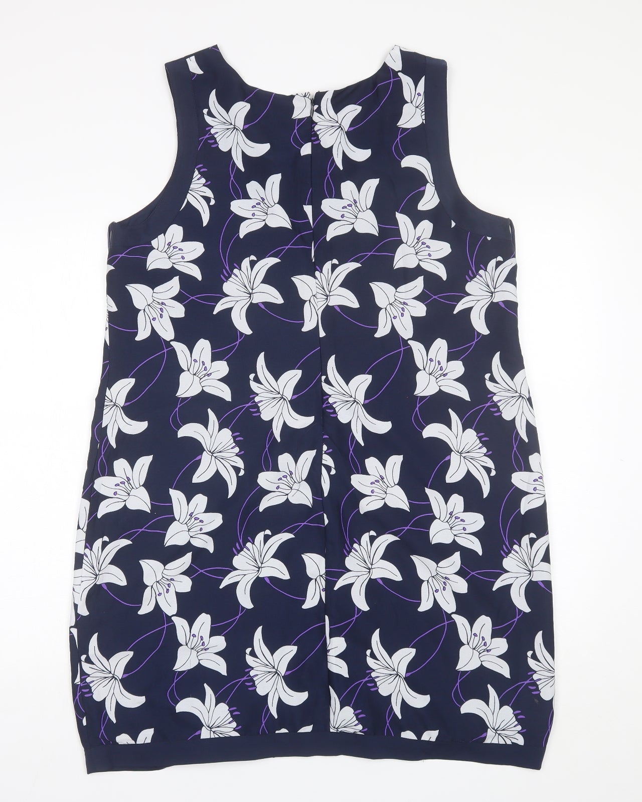 Debenhams Womens Blue Floral Polyester Shift  Size 16  Round Neck