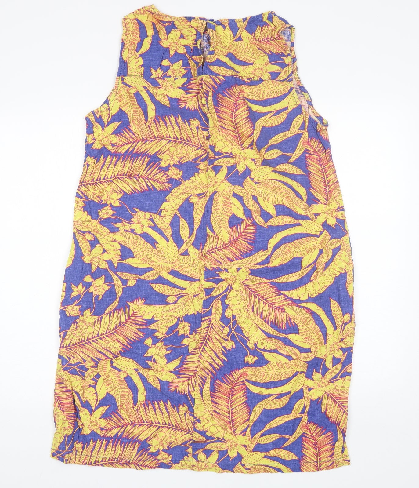 NEXT Womens Yellow Floral Linen Shift  Size 16  Round Neck