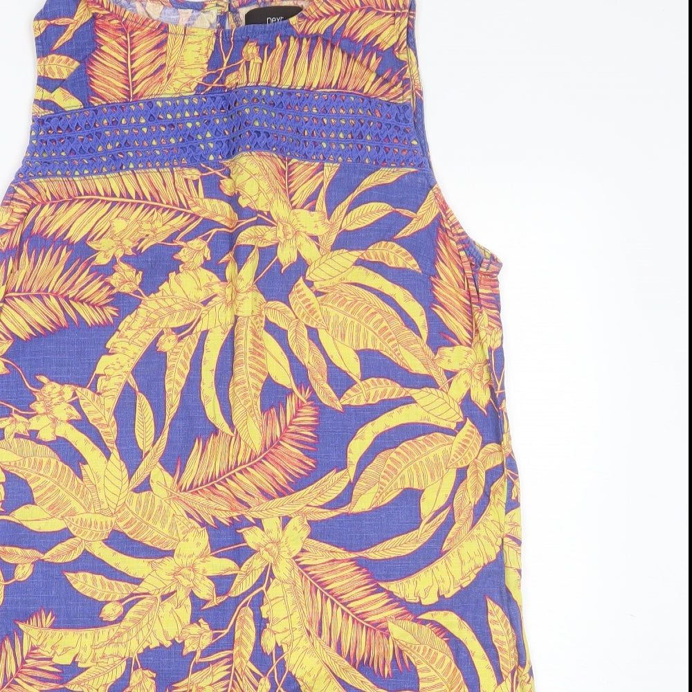 NEXT Womens Yellow Floral Linen Shift  Size 16  Round Neck