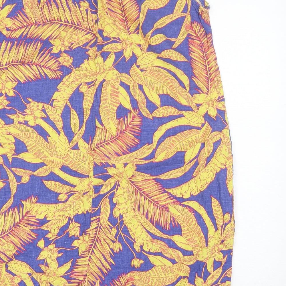 NEXT Womens Yellow Floral Linen Shift  Size 16  Round Neck