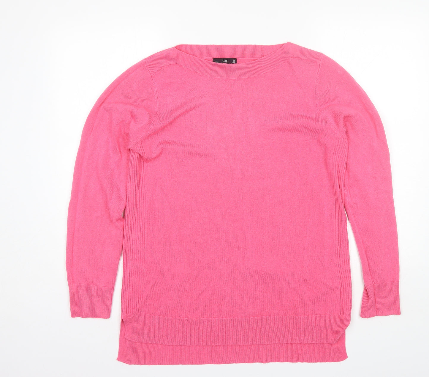 F&F Womens Pink Round Neck  Acrylic Pullover Jumper Size 16