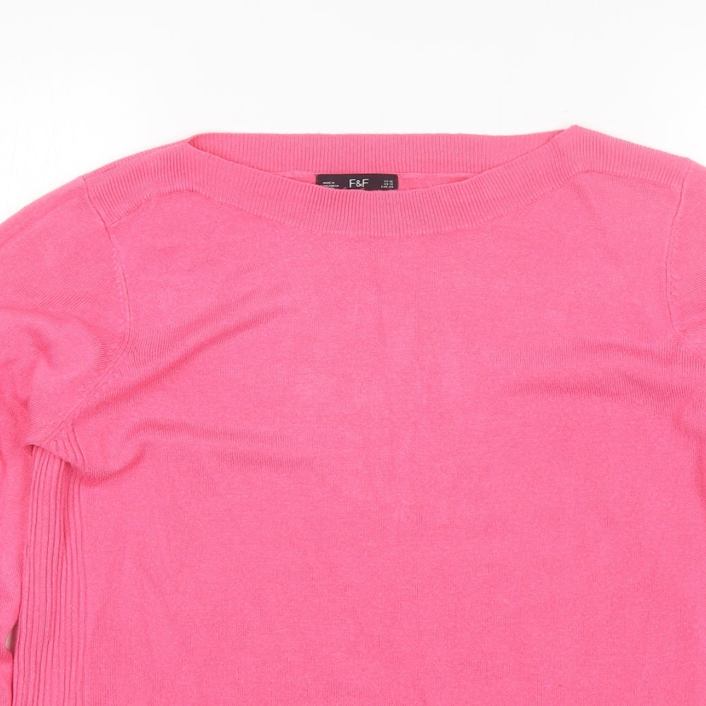 F&F Womens Pink Round Neck  Acrylic Pullover Jumper Size 16