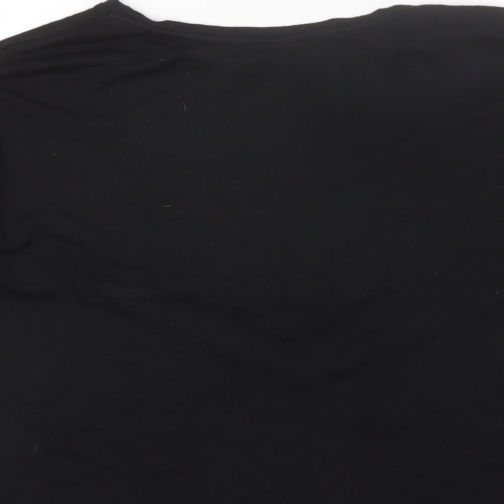 Papaya Womens Black Round Neck Animal Print Cotton Pullover Jumper Size 16