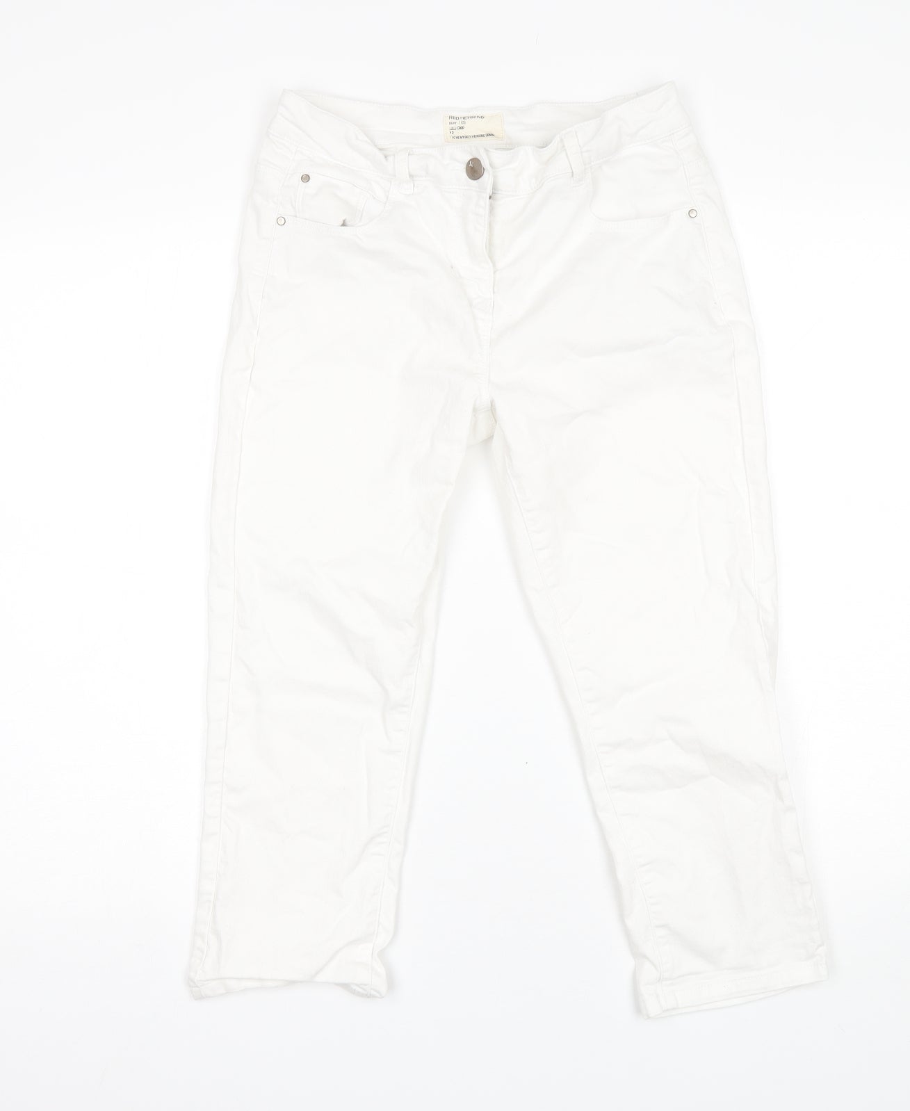 Red Herring Womens White  Cotton Cropped Jeans Size 12 L20 in Regular