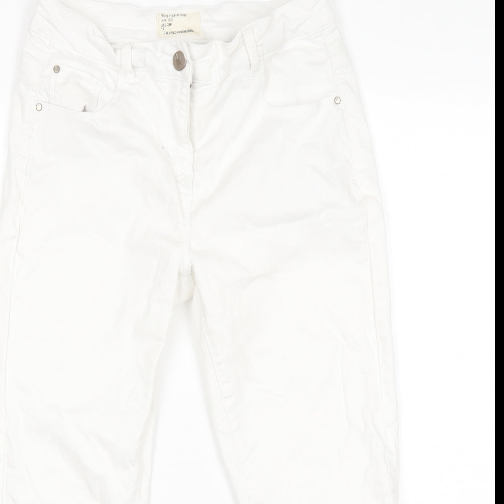 Red Herring Womens White  Cotton Cropped Jeans Size 12 L20 in Regular