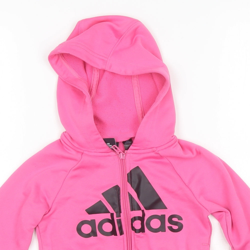 adidas Girls Pink  Polyester Full Zip Hoodie Size 5-6 Years