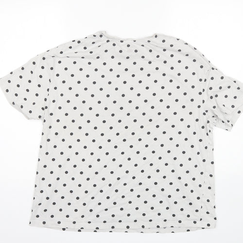 F&F Womens White Polka Dot Cotton Top Pyjama Top Size 12