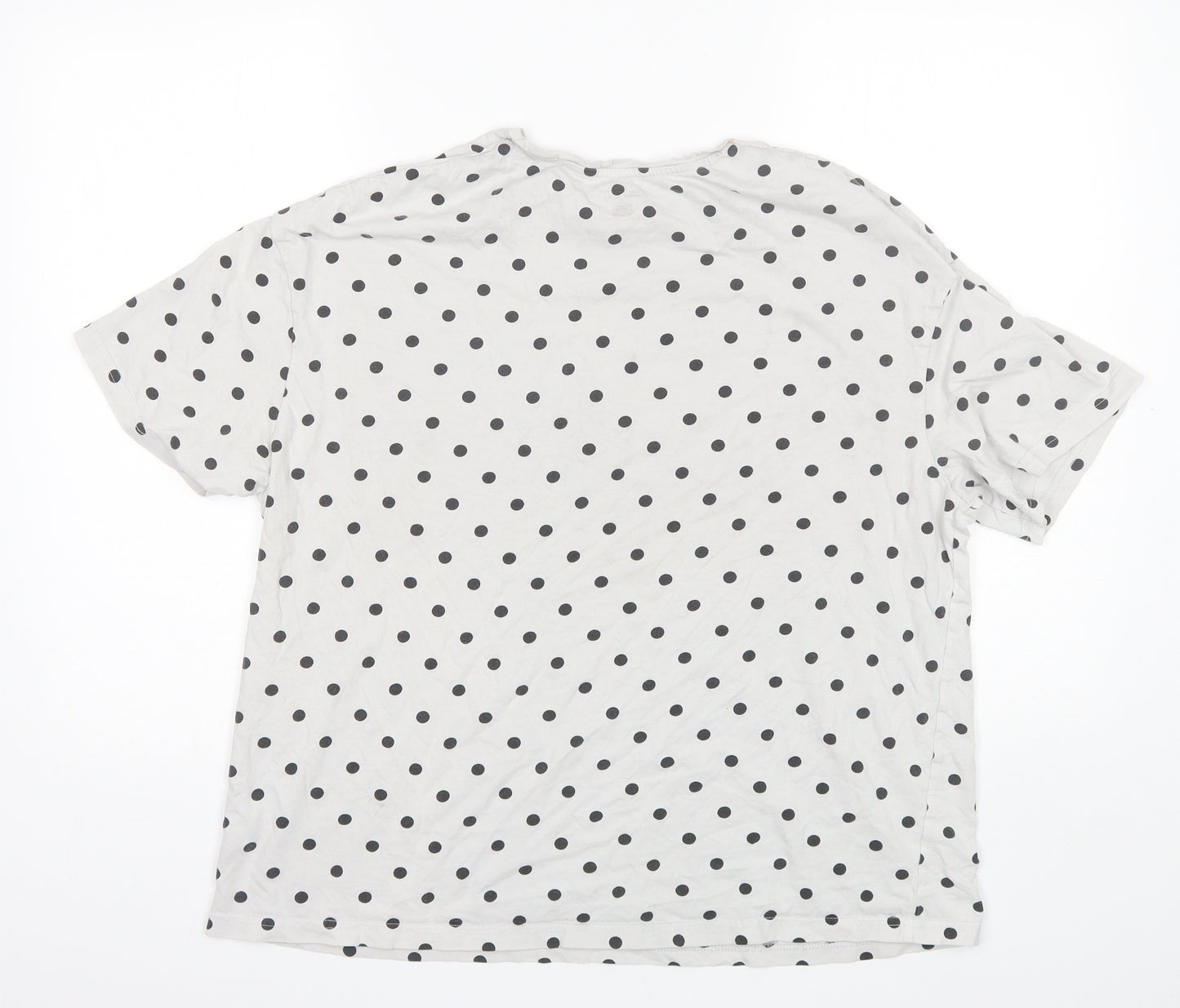 F&F Womens White Polka Dot Cotton Top Pyjama Top Size 12
