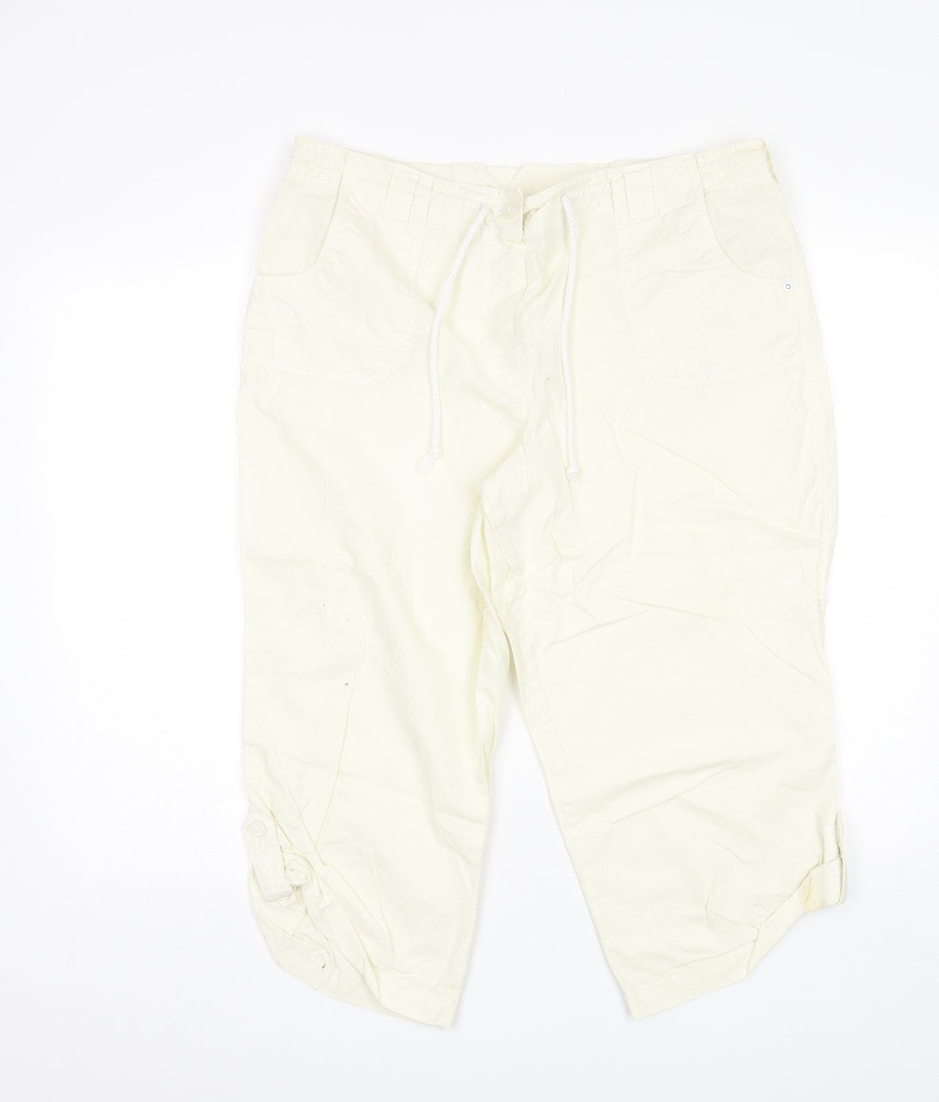 BHS Womens White  Cotton Chino Shorts Size 16 L20 in Regular