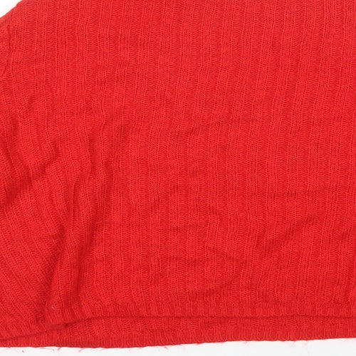 Divided Womens Red Mock Neck  Acrylic Pullover Jumper Size L