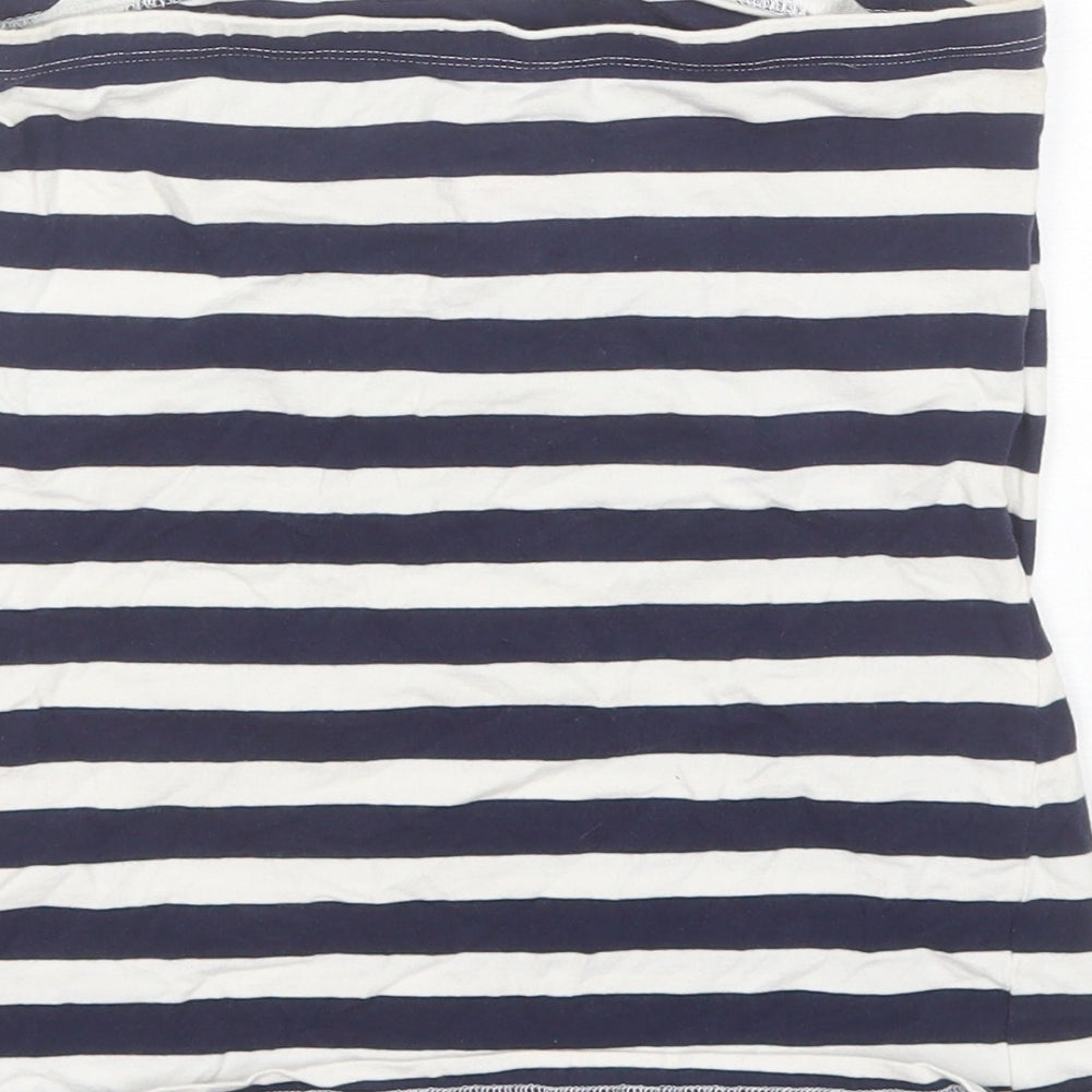 Peacocks Womens Blue Striped Cotton Basic Tank Size 14 Off the Shoulder