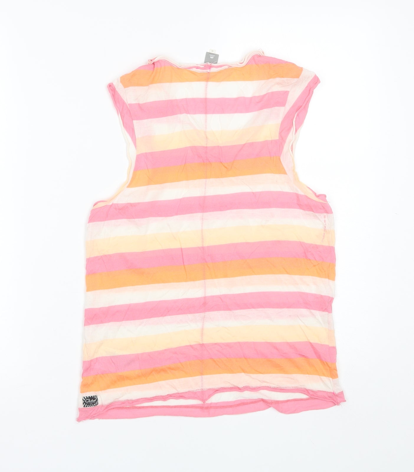 gstar raw Womens Pink Striped Modal Basic Tank Size XS Round Neck