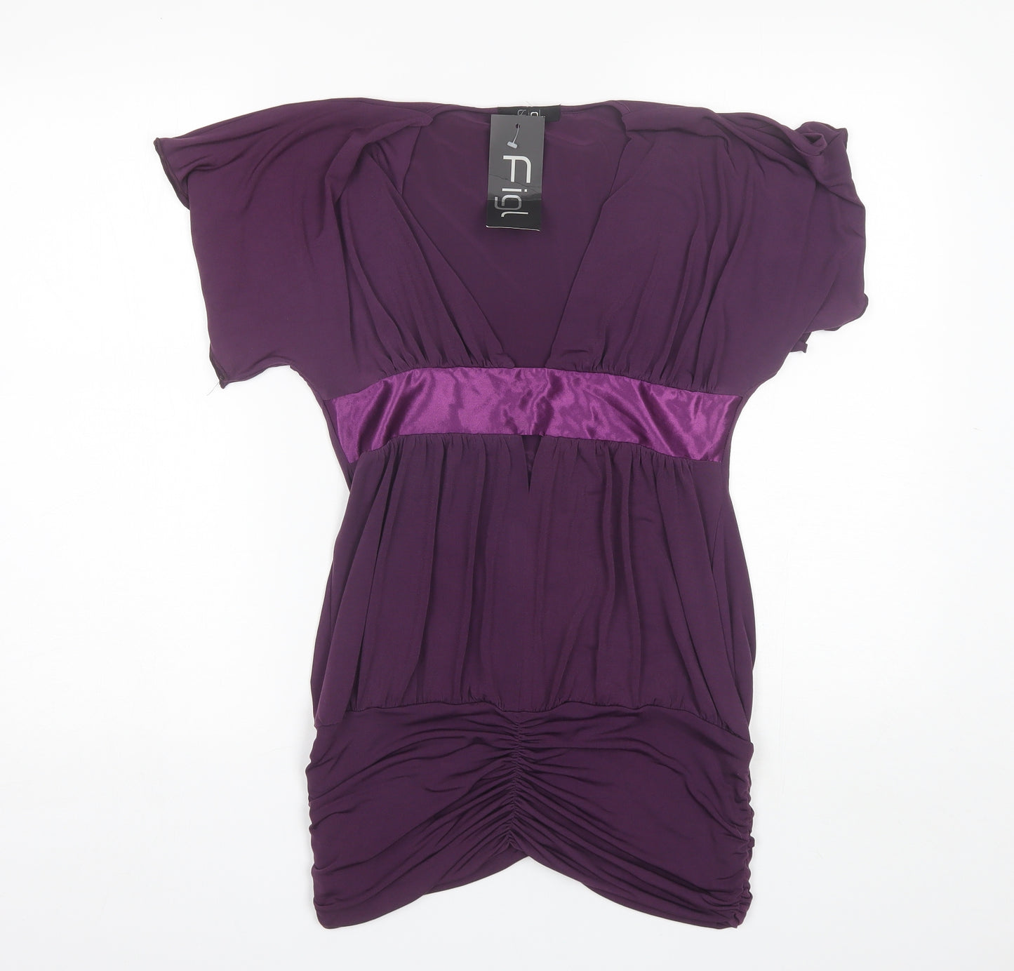 Figl Womens Purple  Polyester Basic Blouse Size 10 V-Neck