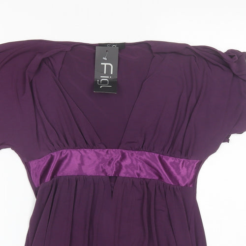 Figl Womens Purple  Polyester Basic Blouse Size 10 V-Neck