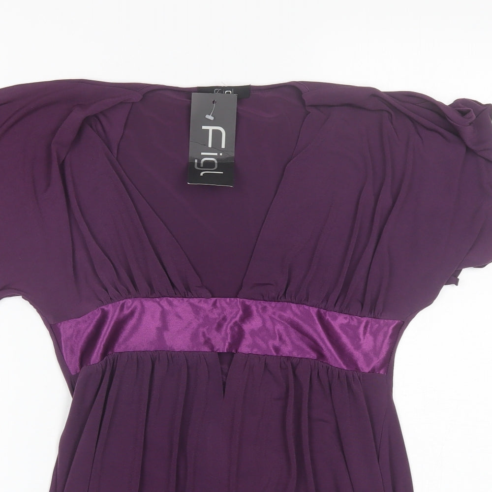 Figl Womens Purple  Polyester Basic Blouse Size 10 V-Neck
