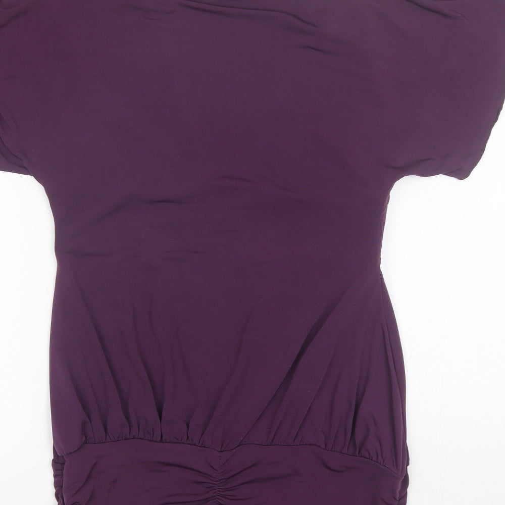 Figl Womens Purple  Polyester Basic Blouse Size 10 V-Neck