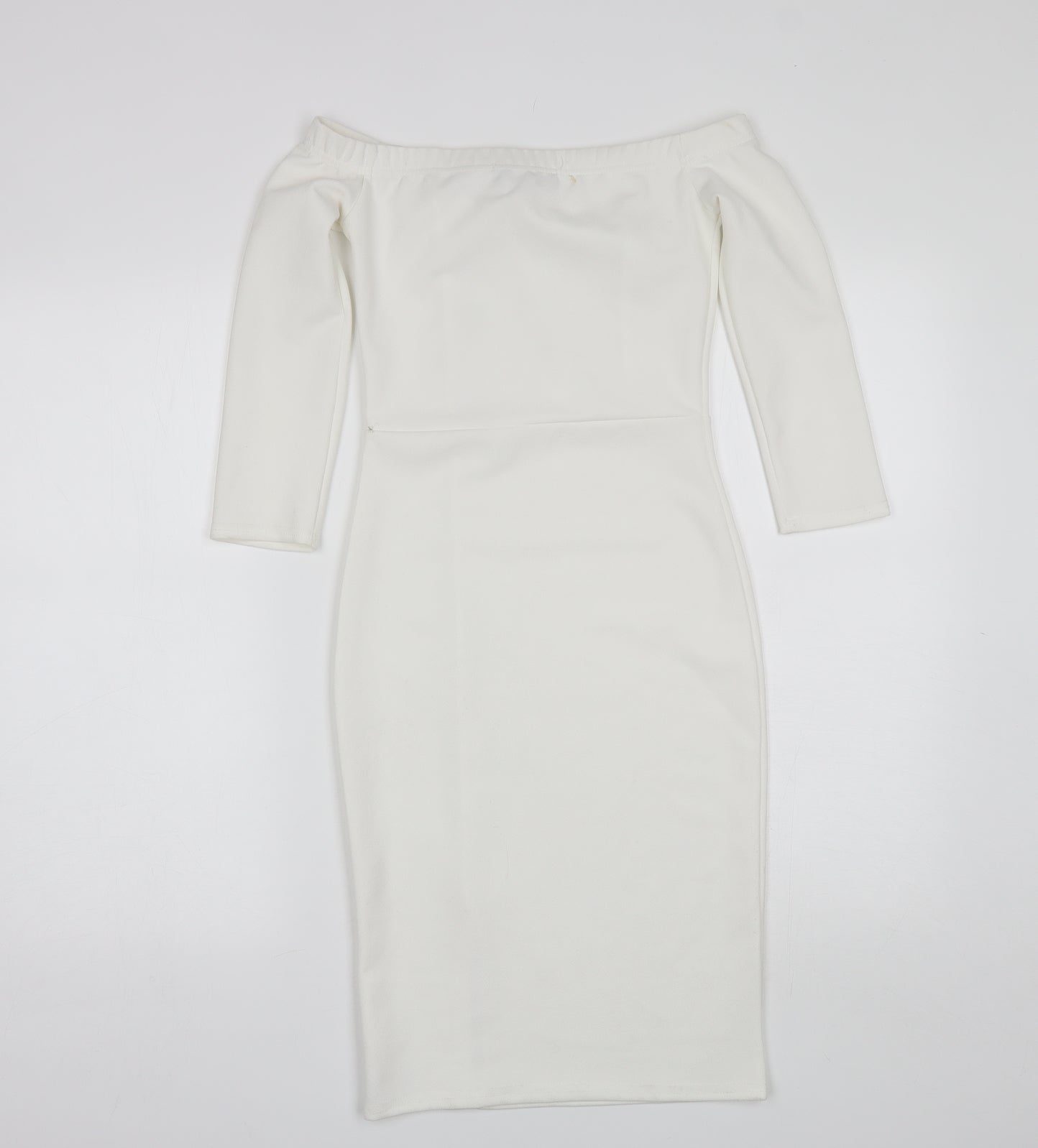Style Womens White  Polyester A-Line  Size 8  Off the Shoulder