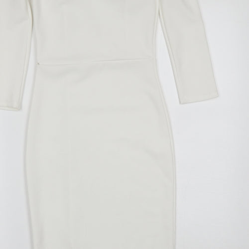 Style Womens White  Polyester A-Line  Size 8  Off the Shoulder