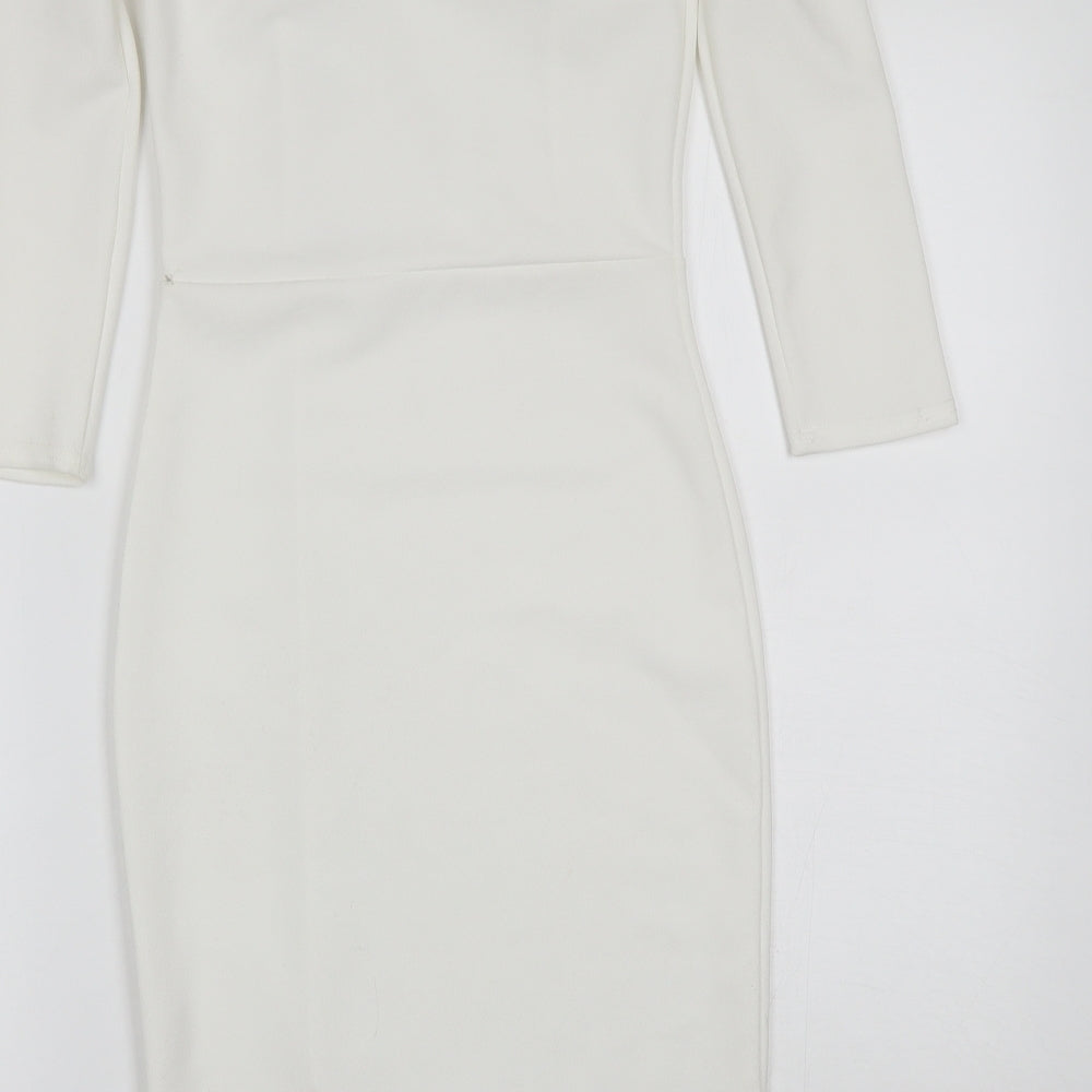 Style Womens White  Polyester A-Line  Size 8  Off the Shoulder