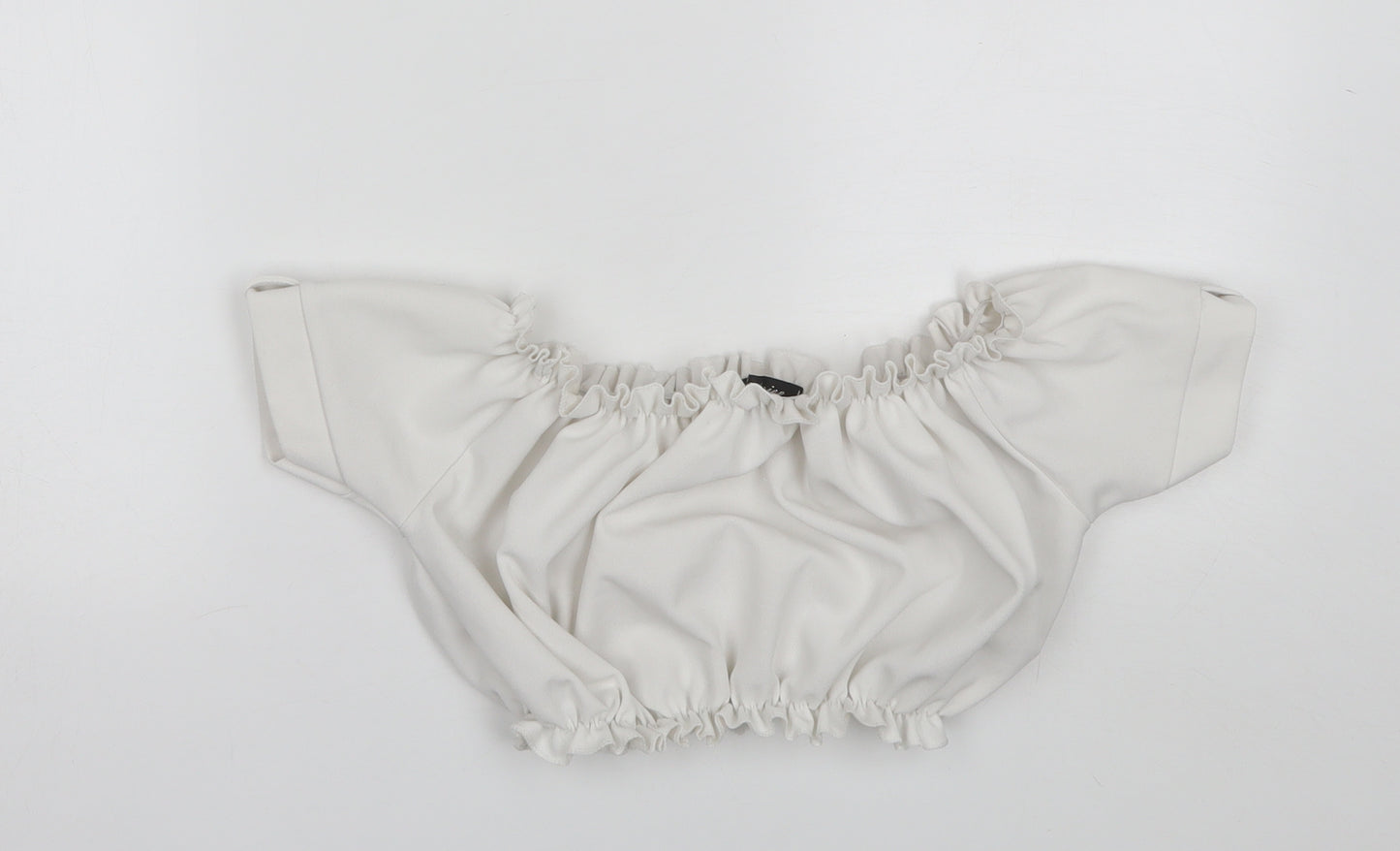 Stylewise Womens White  Polyester Cropped Blouse Size 6 Off the Shoulder