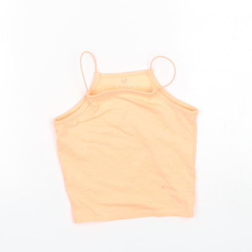 Miss E-Vie Girls Orange  Polyester Basic Tank Size 7-8 Years Square Neck