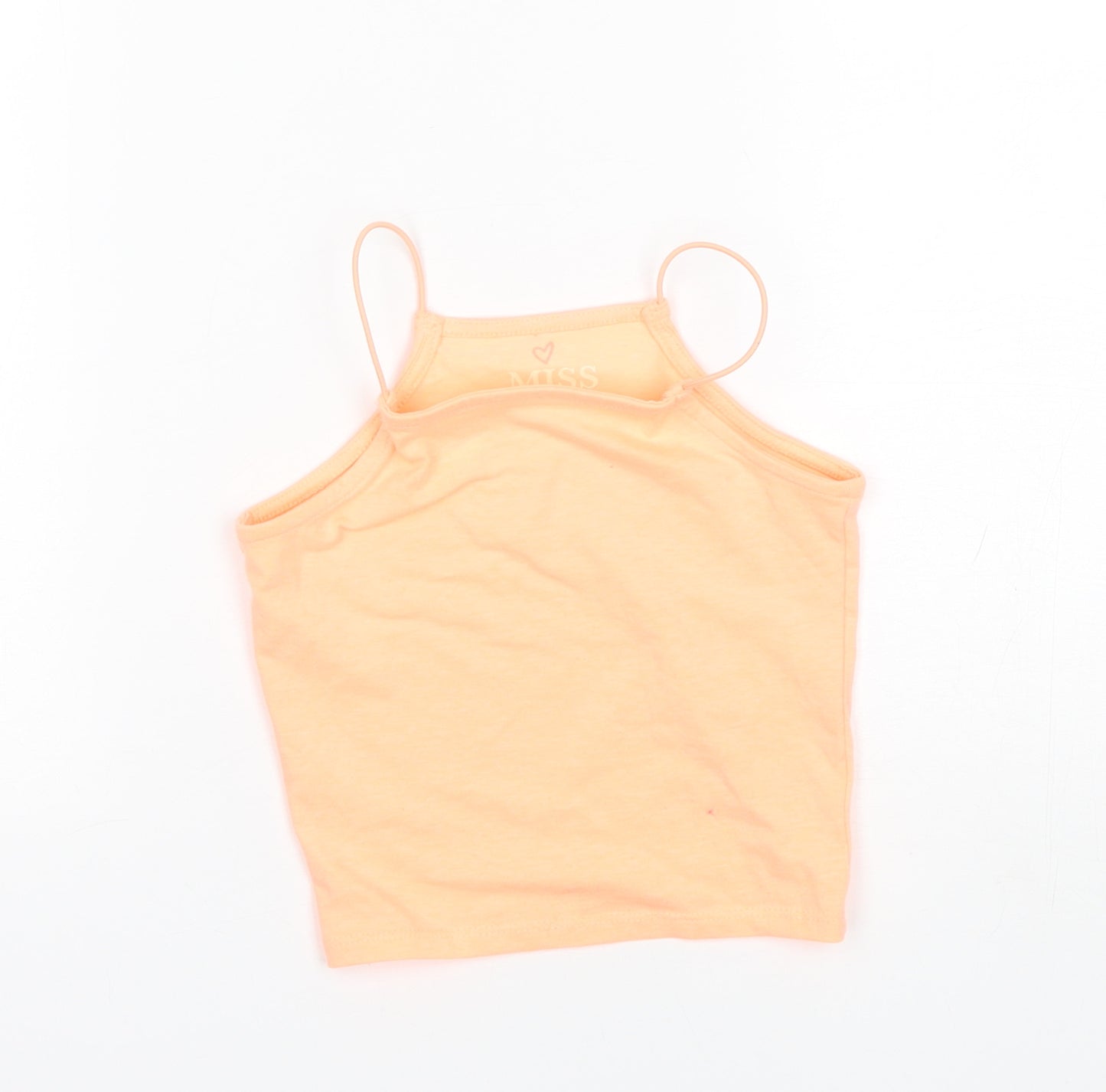 Miss E-Vie Girls Orange  Polyester Basic Tank Size 7-8 Years Square Neck