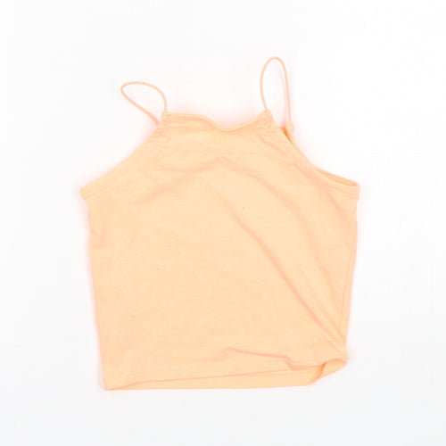 Miss E-Vie Girls Orange  Polyester Basic Tank Size 7-8 Years Square Neck