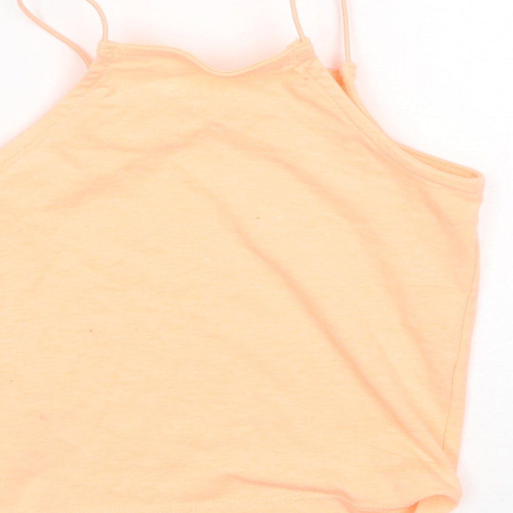 Miss E-Vie Girls Orange  Polyester Basic Tank Size 7-8 Years Square Neck