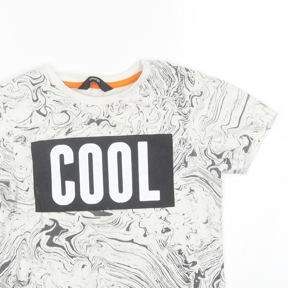 George Boys White  Cotton Basic T-Shirt Size 4-5 Years Round Neck
