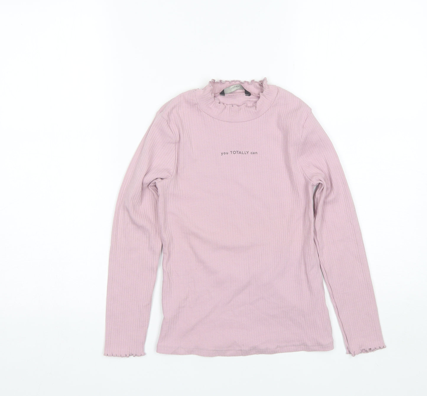 George Girls Purple  Cotton Basic T-Shirt Size 9-10 Years Mock Neck