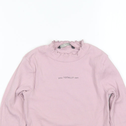 George Girls Purple  Cotton Basic T-Shirt Size 9-10 Years Mock Neck