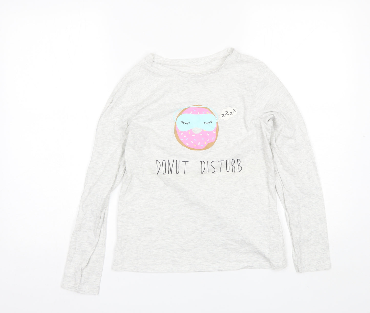George Girls Grey Solid Cotton Top Pyjama Top Size 11-12 Years