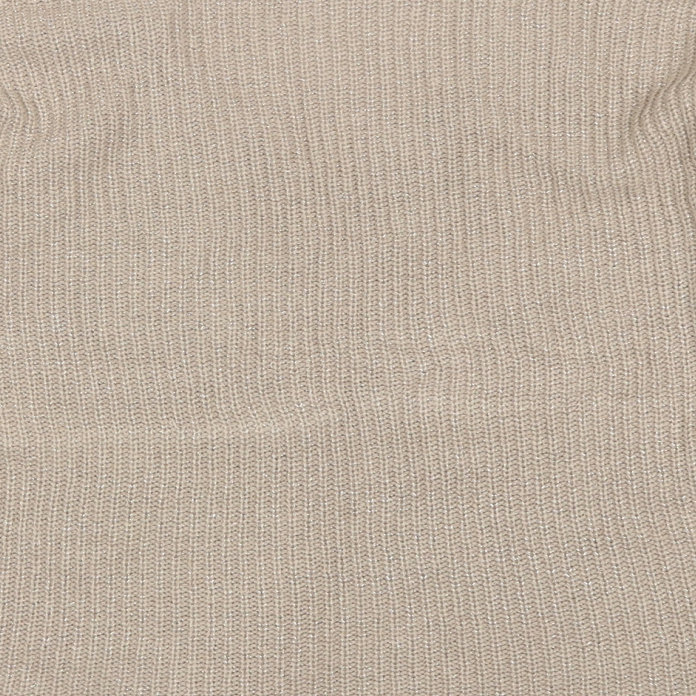 Pep&CO Womens Beige V-Neck  Acrylic Pullover Jumper Size 8