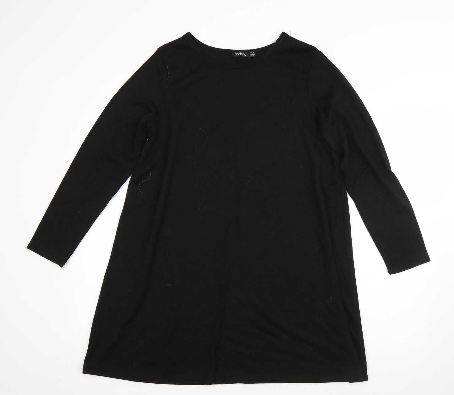 Boohoo Womens Black  Polyester Jumper Dress  Size 14  Round Neck