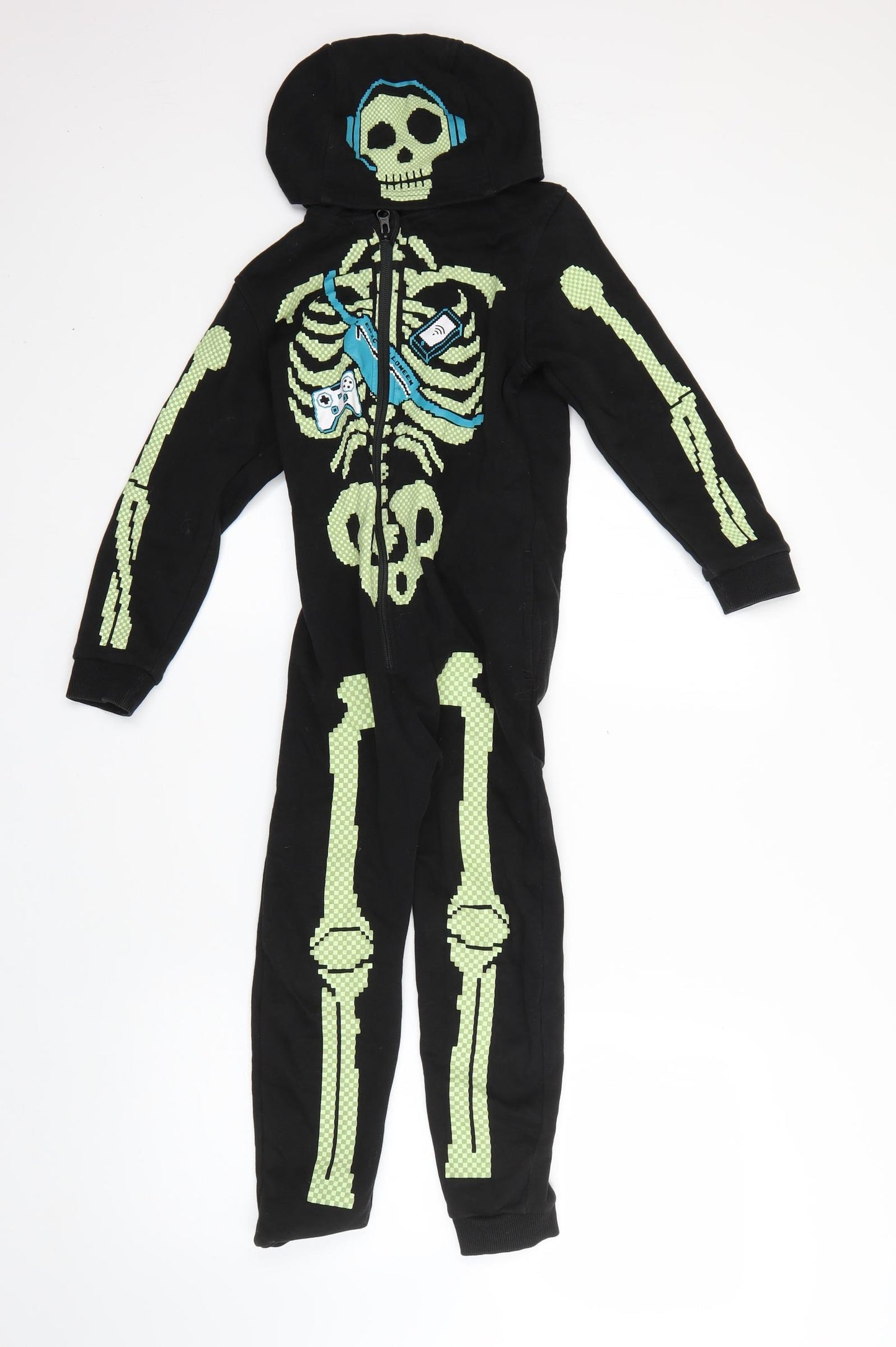 George Boys Black  Cotton  One Piece Size 6-7 Years  Zip - skeleton gamer