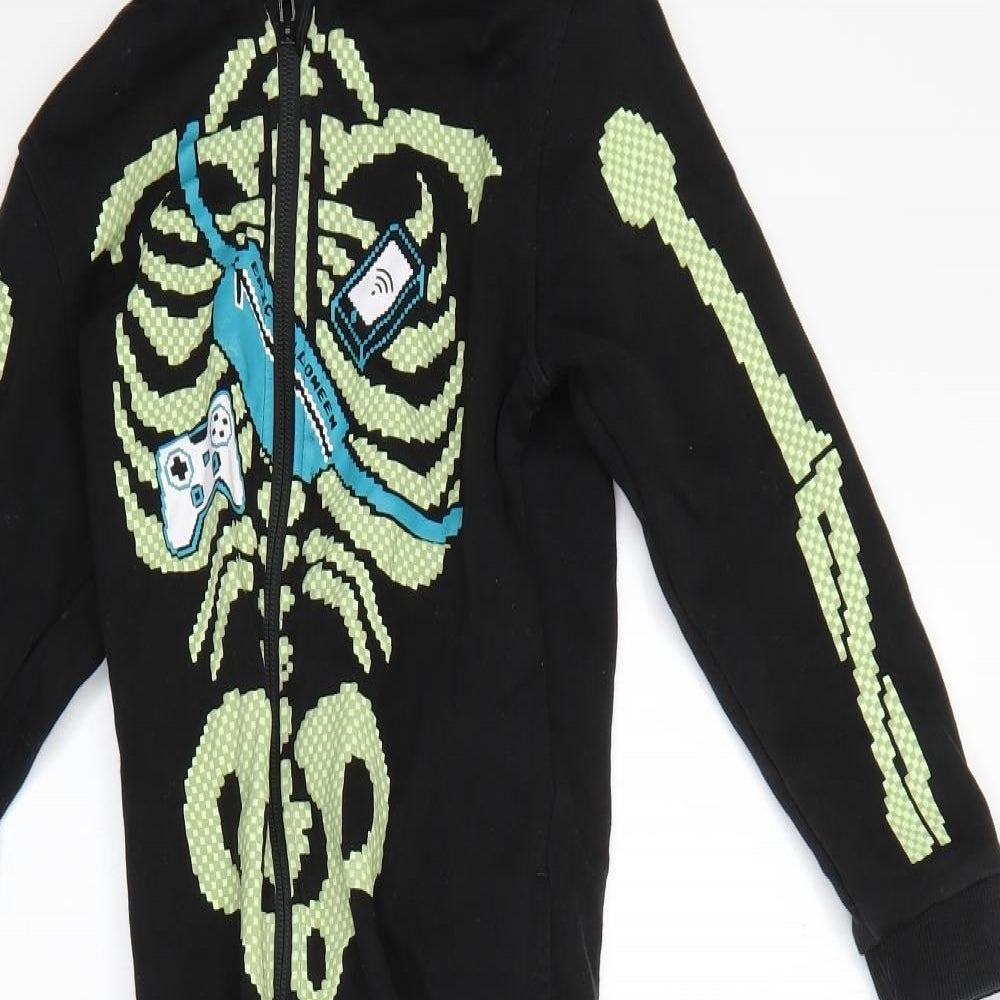 George Boys Black  Cotton  One Piece Size 6-7 Years  Zip - skeleton gamer