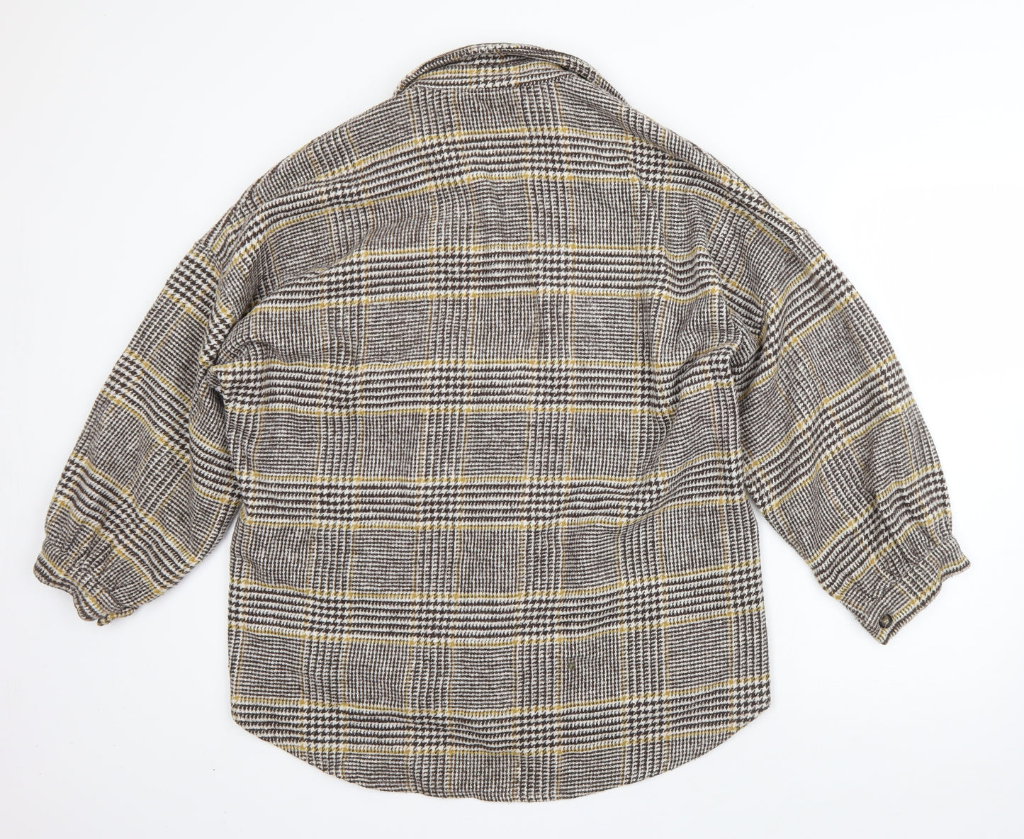 SheIn Womens Brown Collared Houndstooth Polyester Pullover Jumper One Size