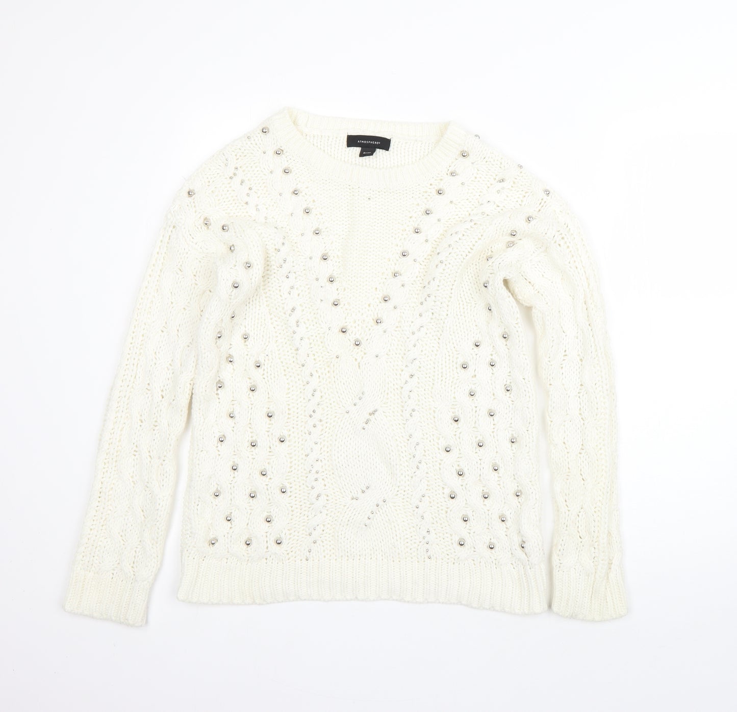 Atmosphere Womens Beige Round Neck  Acrylic Pullover Jumper Size S