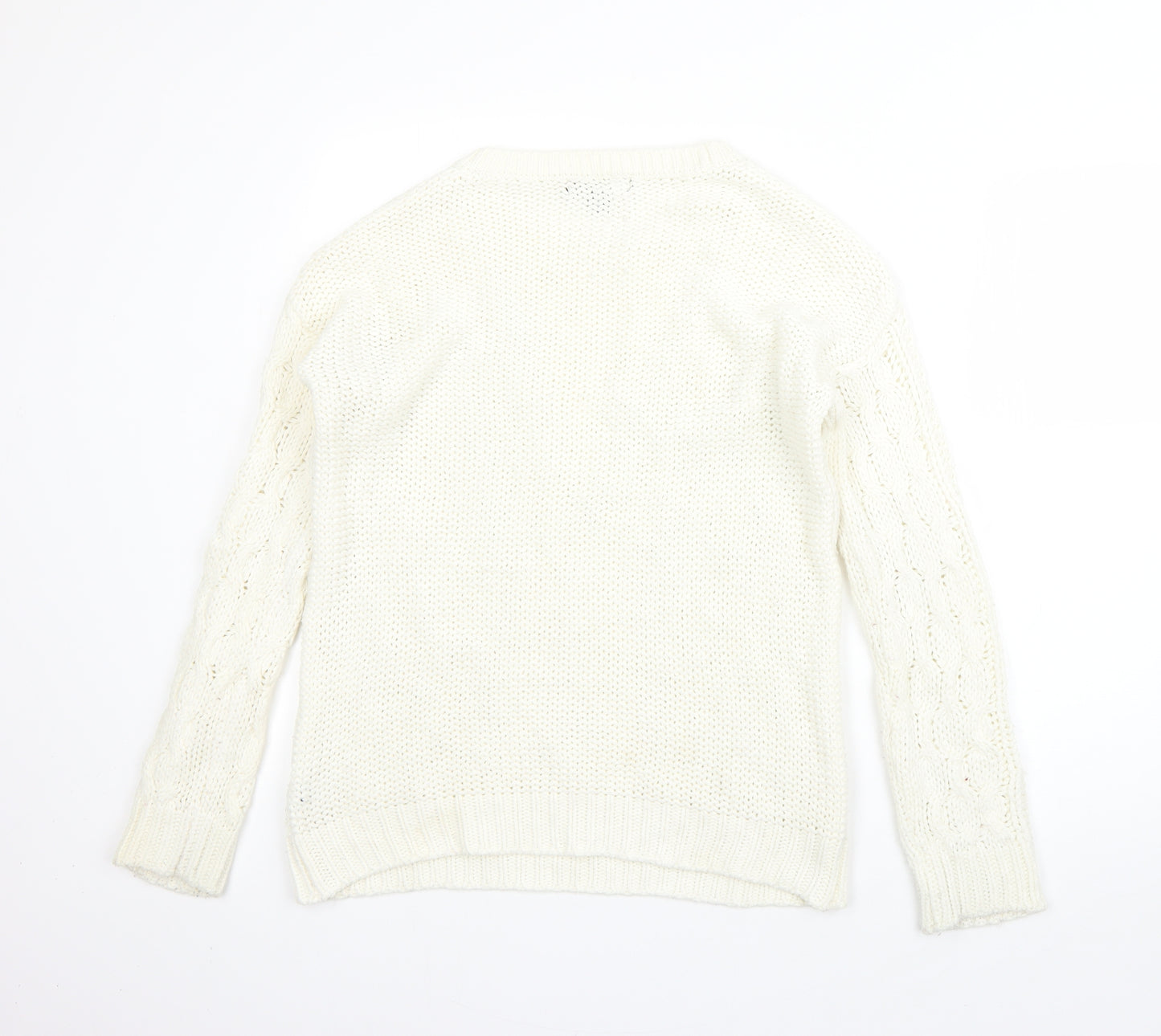 Atmosphere Womens Beige Round Neck  Acrylic Pullover Jumper Size S