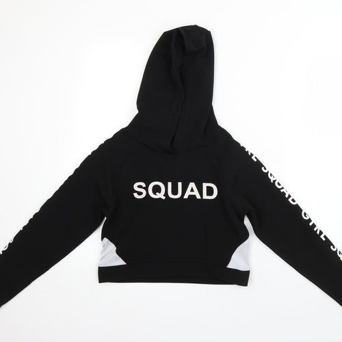 YD Girls Black  Polyester Pullover Hoodie Size 10-11 Years   - girl squad