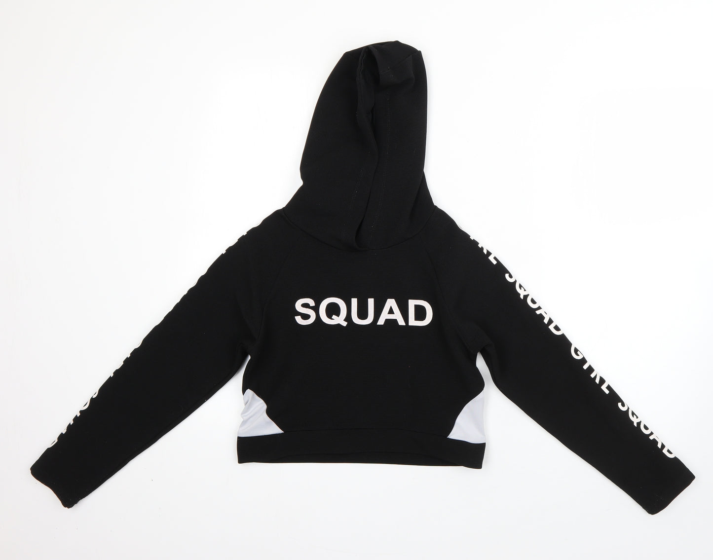 YD Girls Black  Polyester Pullover Hoodie Size 10-11 Years   - girl squad